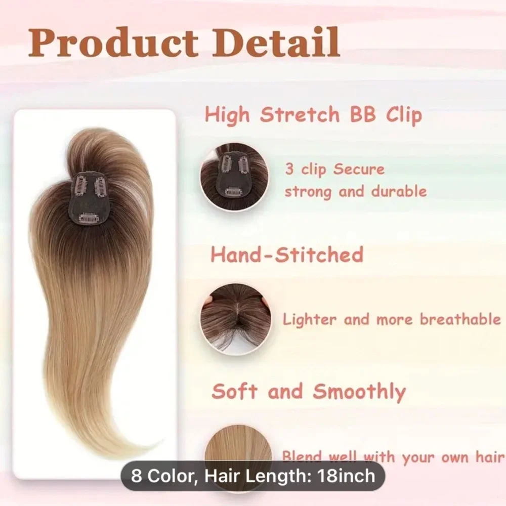 18” Ombré Hair  Bangs Topper Synthetic Low Density Silky Fibers.